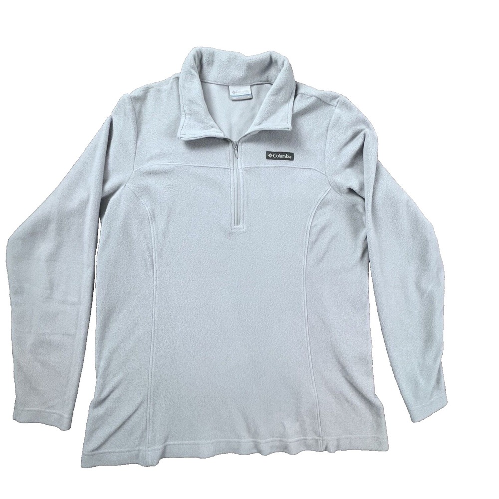 Columbia Fleece Pullover Women XL 1/4 Zip Light Blue Hiking Fleece Light Weight